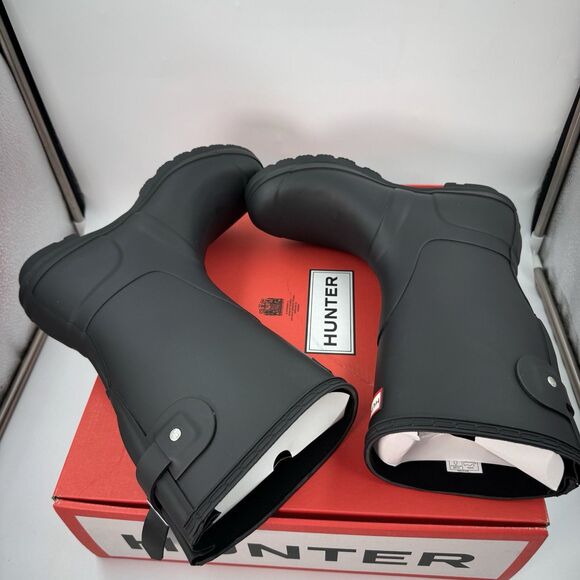 New Hunter Women's Black Original Short Back Adjustable Rain Boots Size 8 - Picture 5 of 14